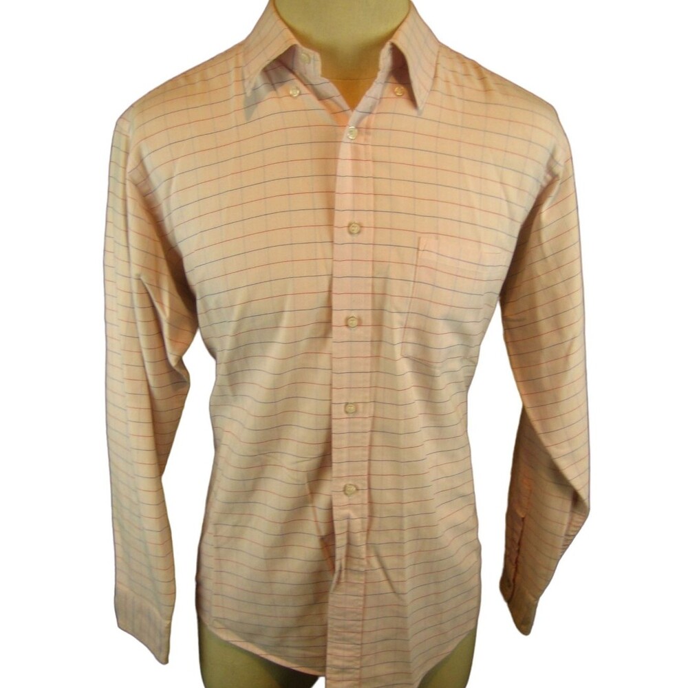Mens Stanley Blacker Checked LS Cotton Dress Shirt sz L